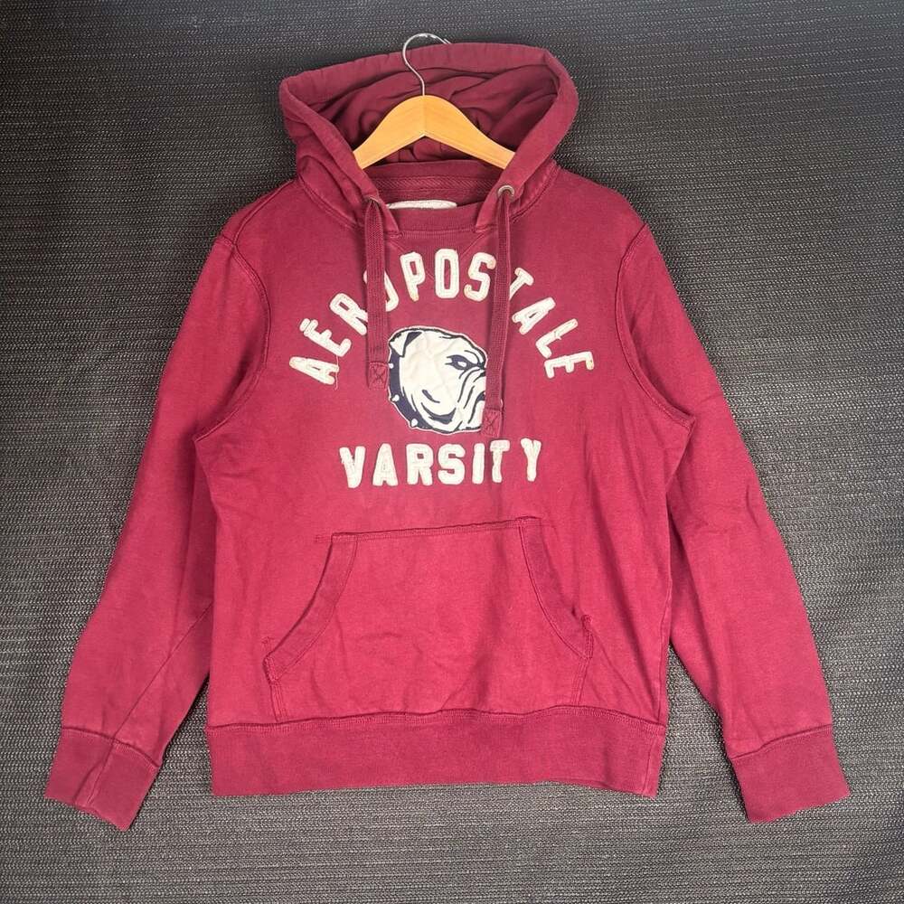 Aeropostale Varsity Hoodie medium Red Bulldog Graphic Sweatshirt